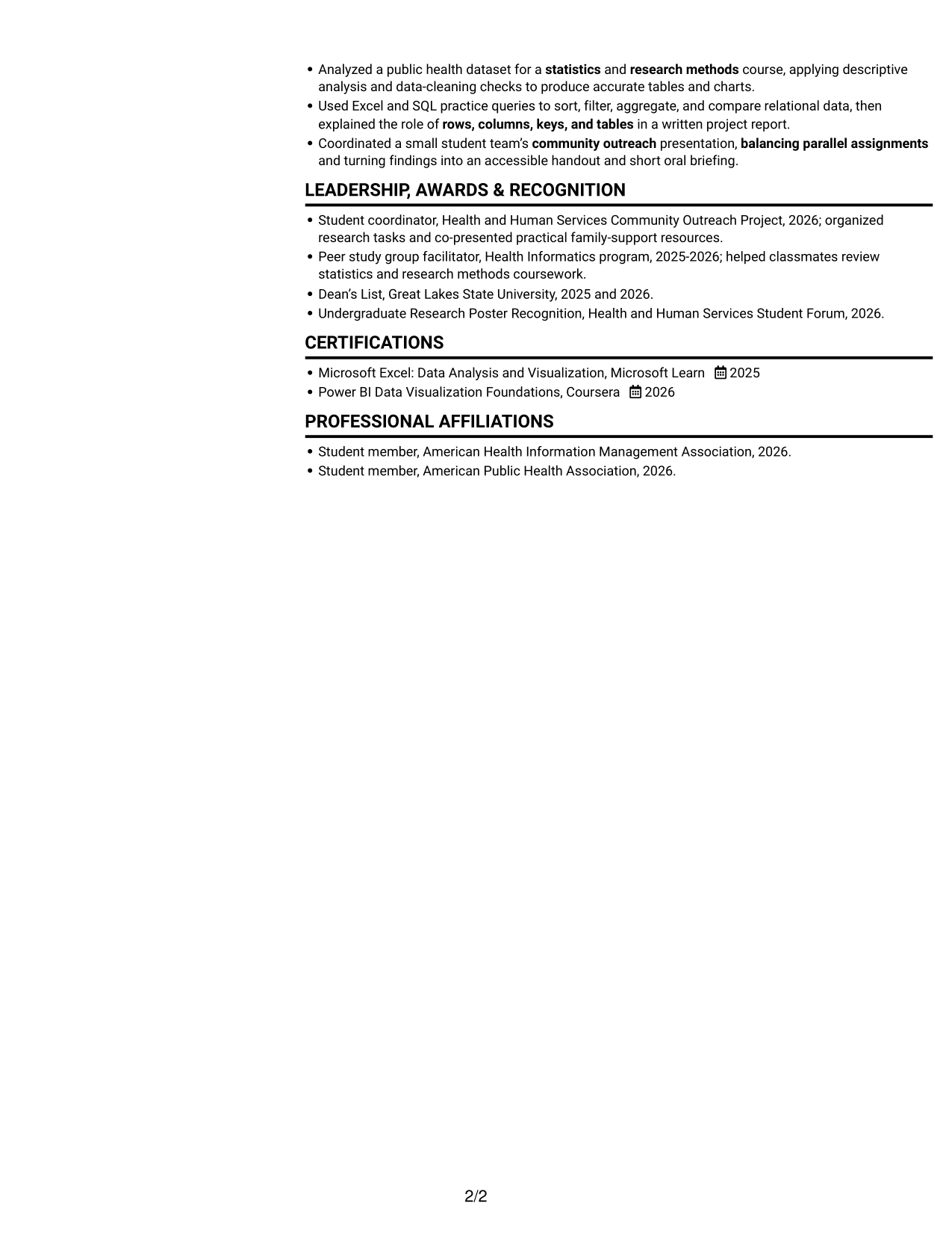 Resume example — page 2