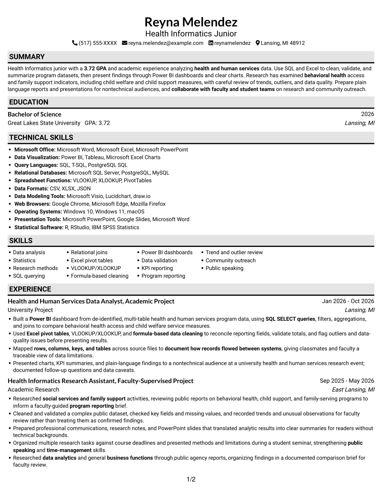 Resume example — page 1