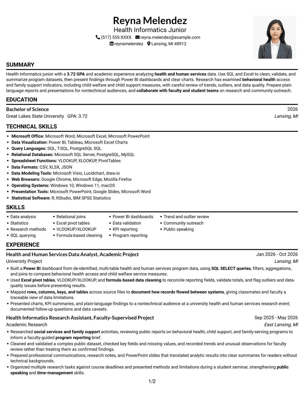 Resume example — page 1