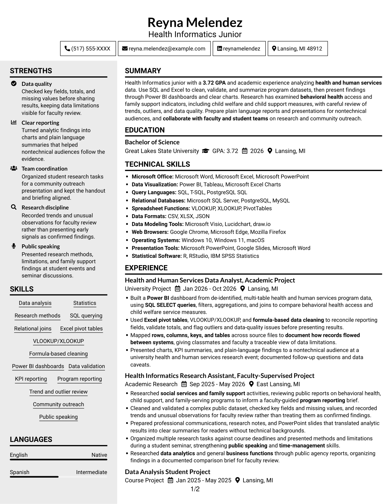 Resume example — page 1