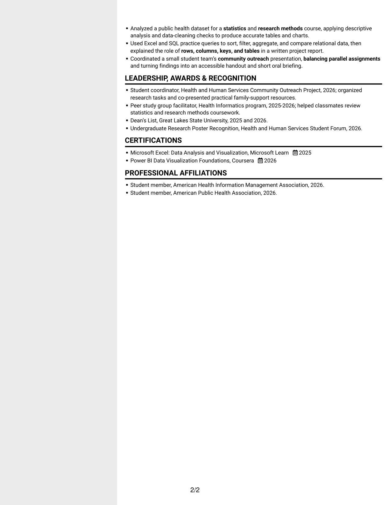 Resume example — page 2