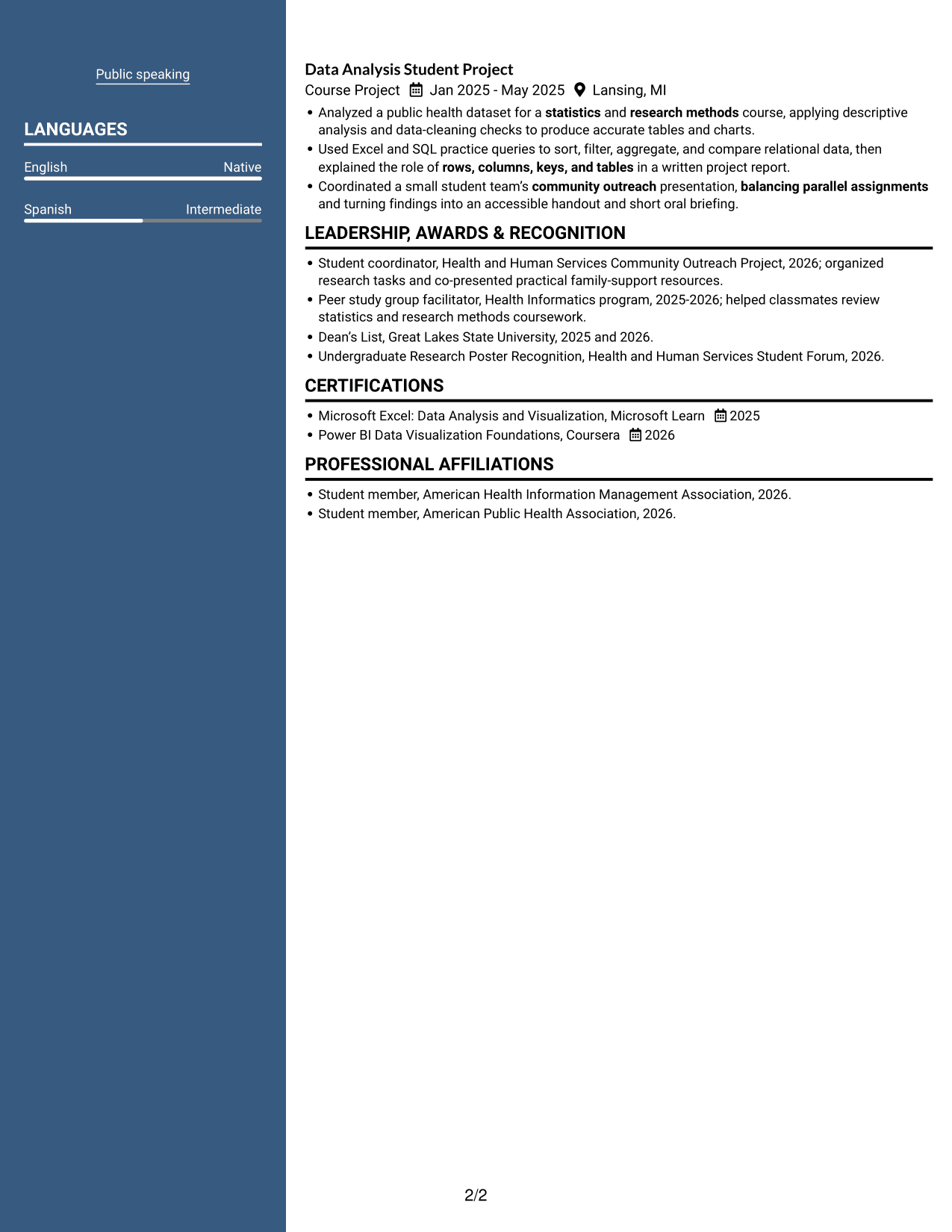 Resume example — page 2
