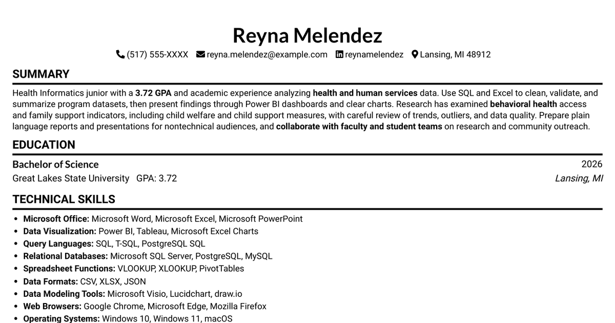 7 Data Analyst Intern - Human Services Analytics Resume Templates with Example