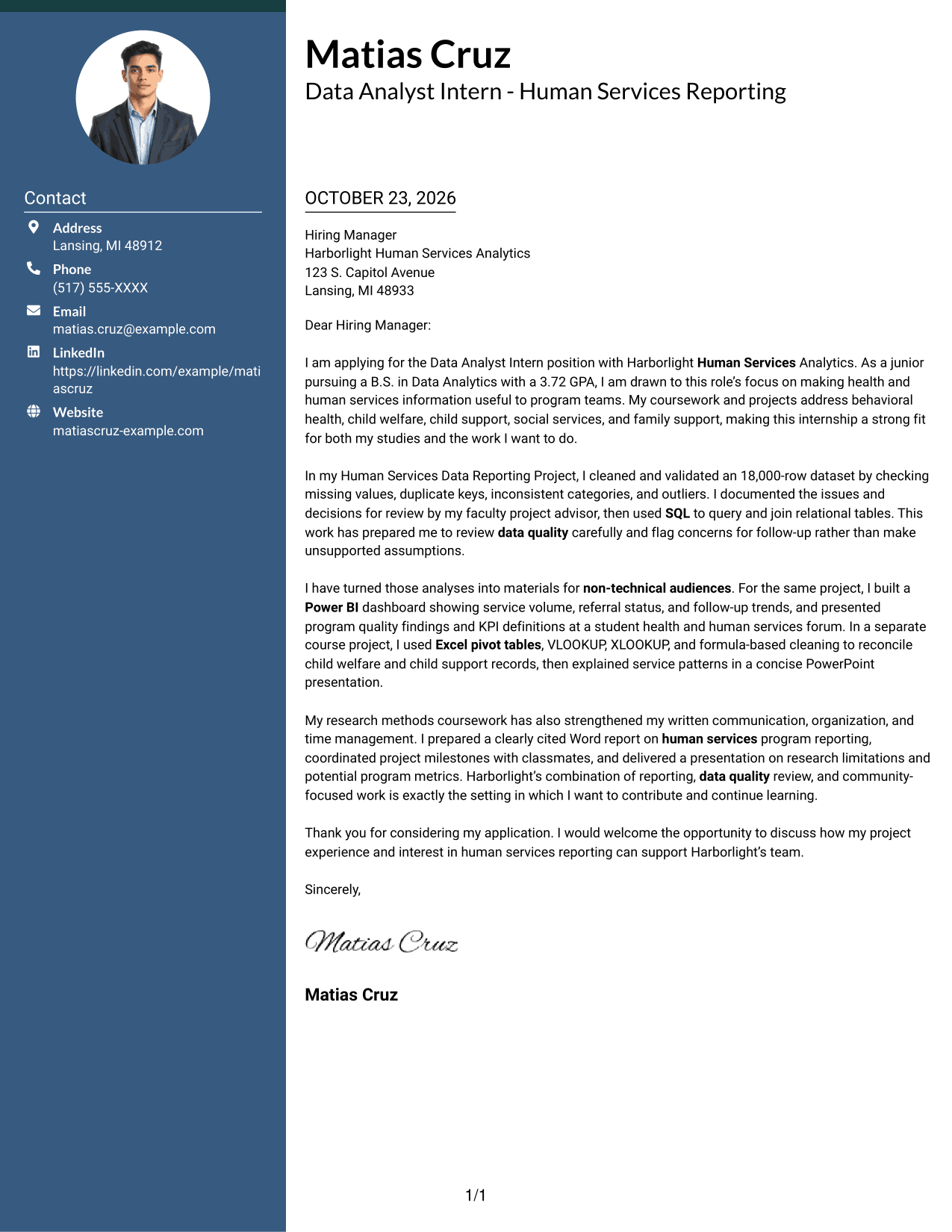 Cover letter example — page 1