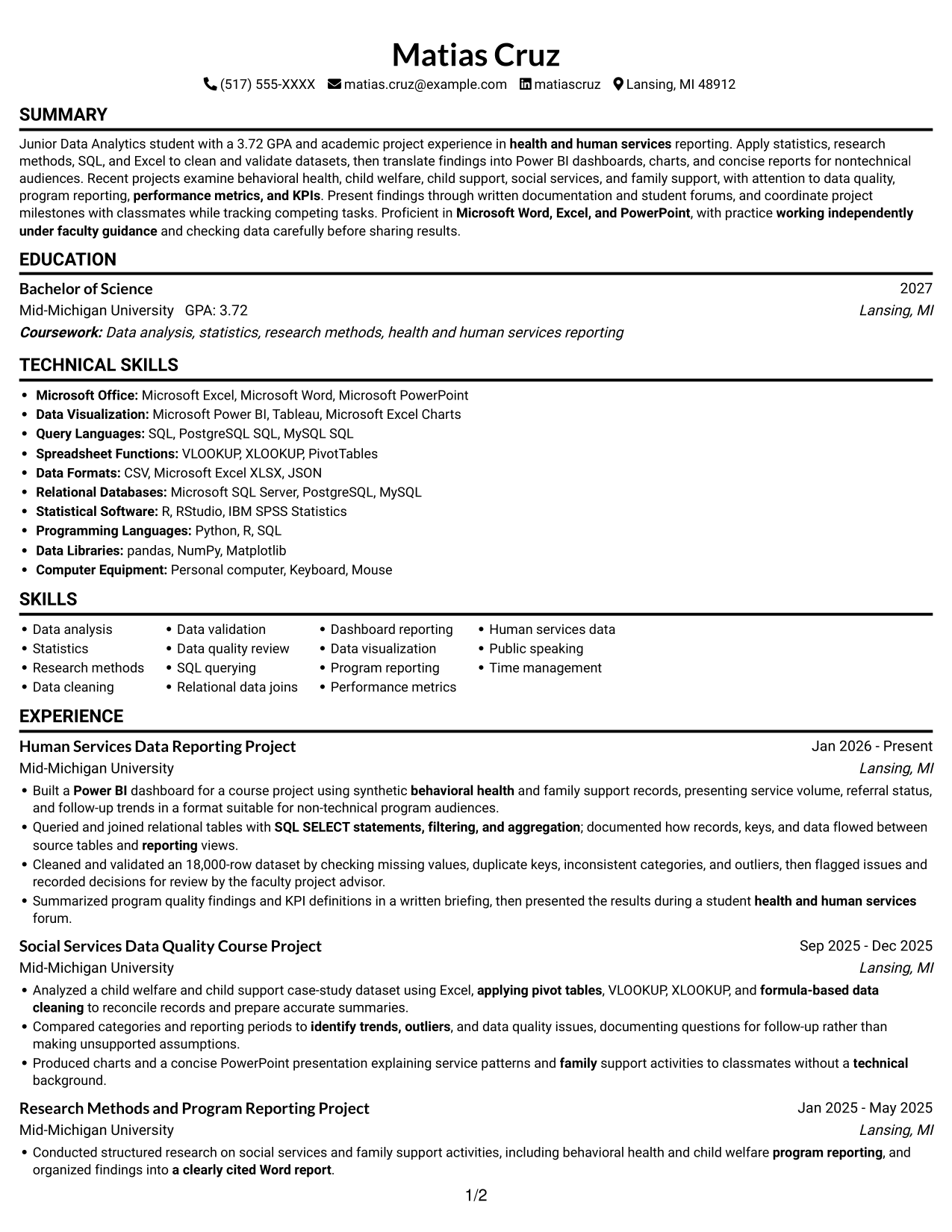 Resume example — page 1