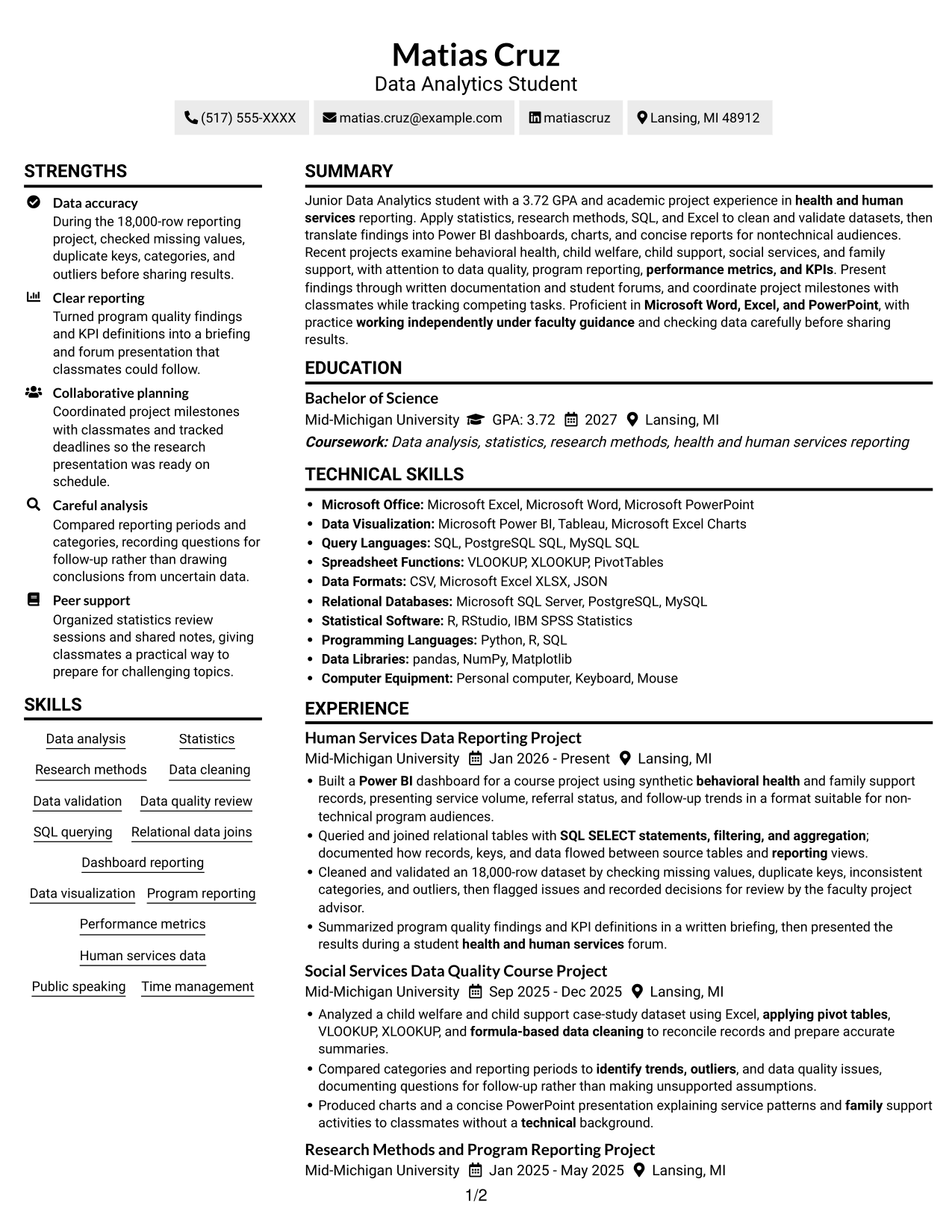 Resume example — page 1