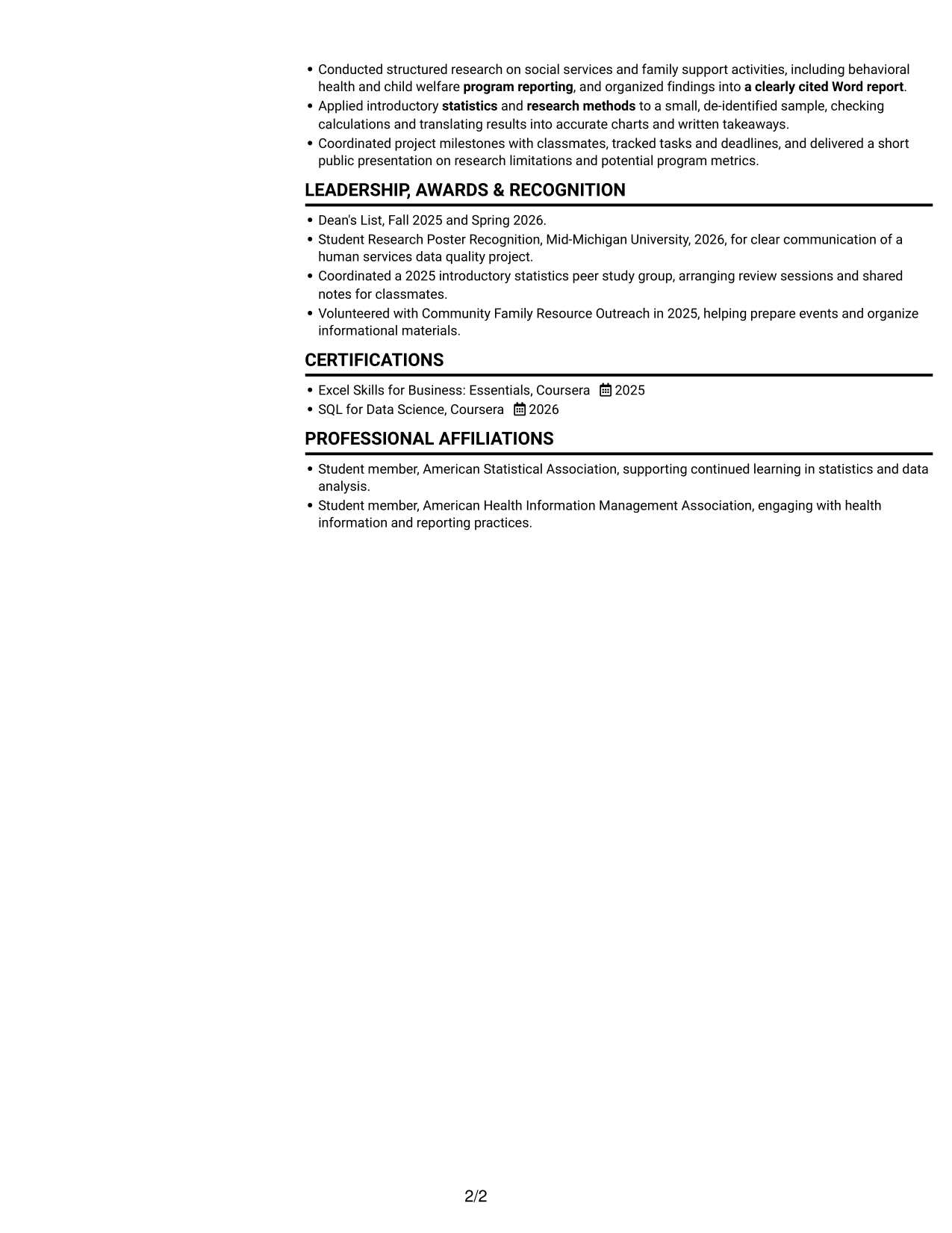 Resume example — page 2