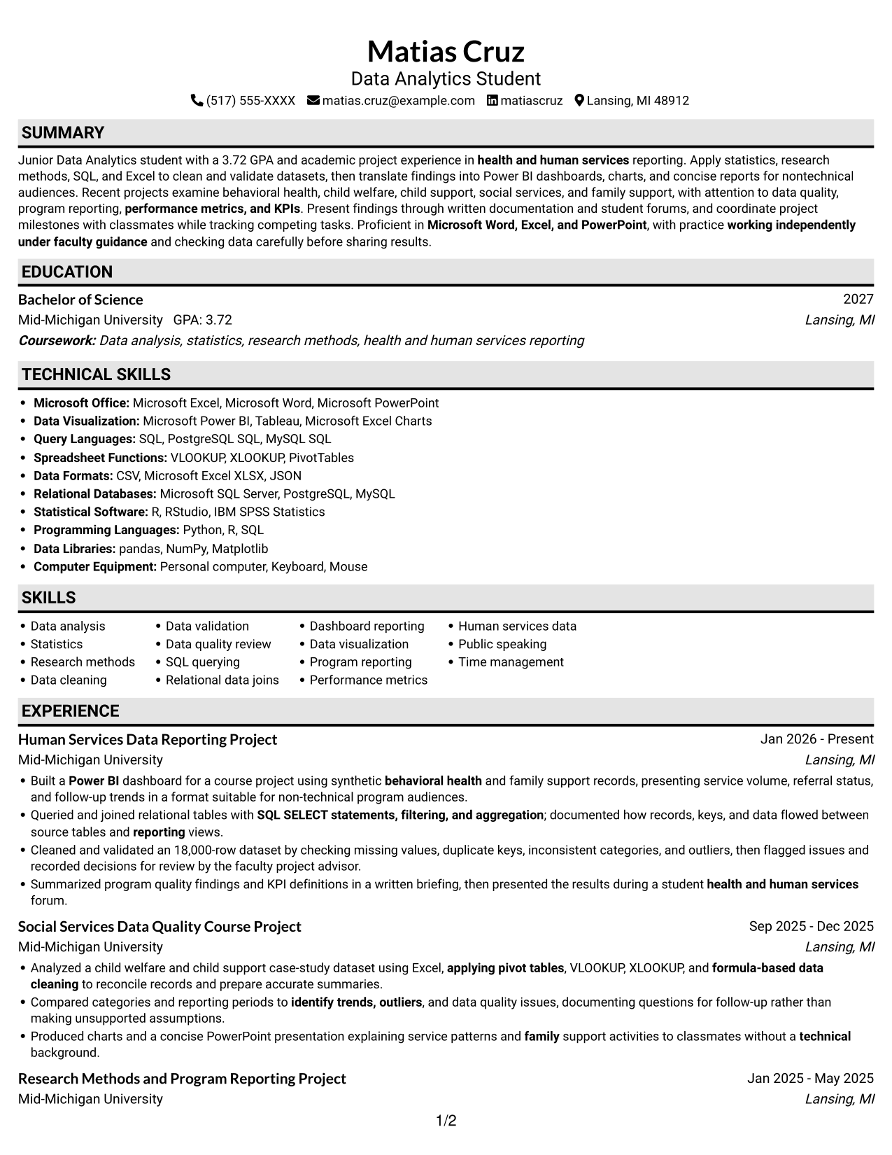 Resume example — page 1