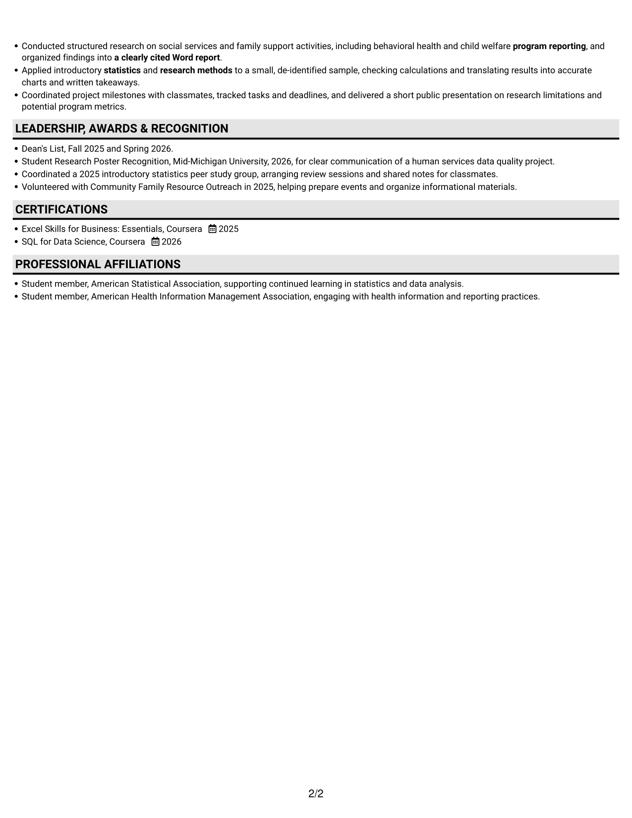 Resume example — page 2