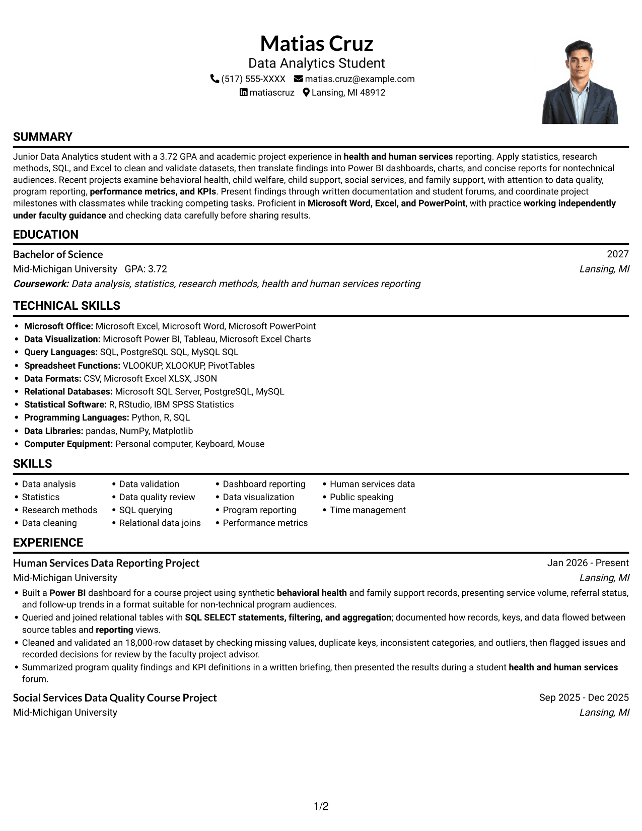 Resume example — page 1