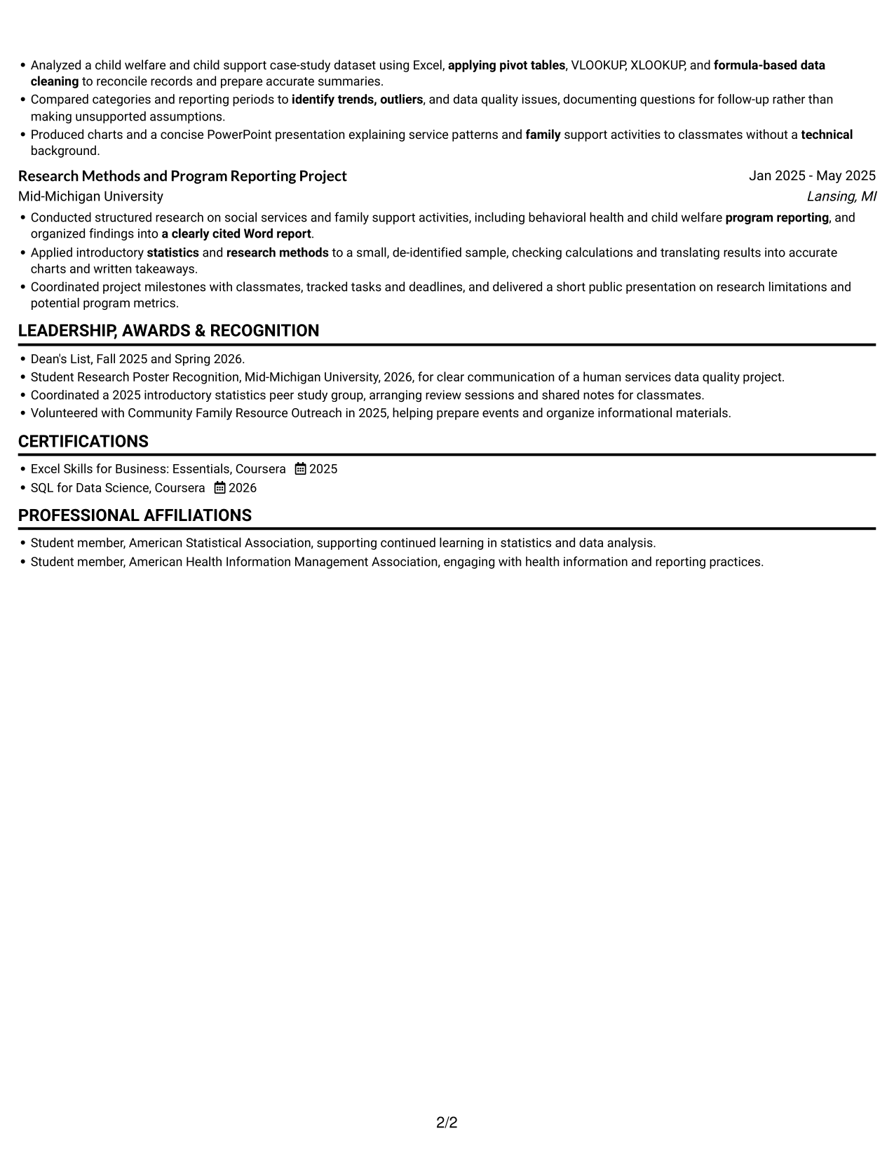 Resume example — page 2
