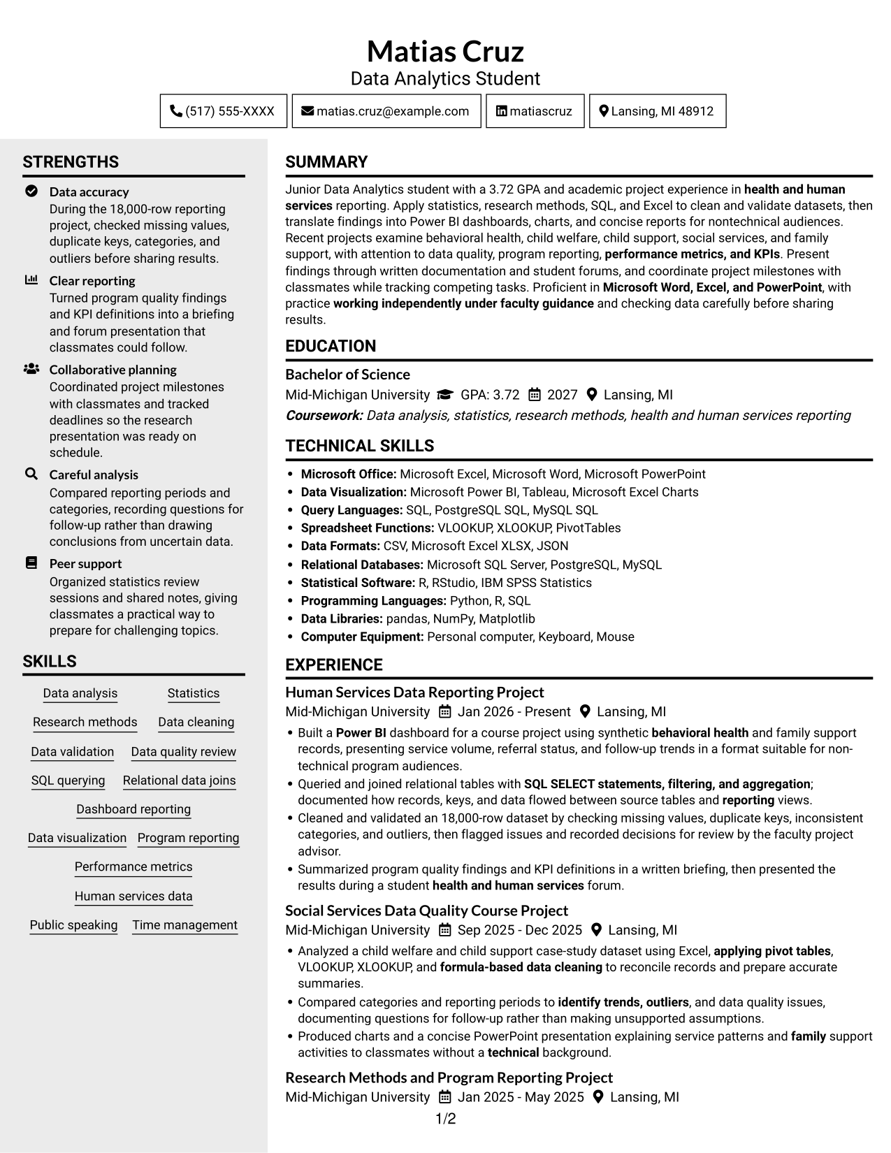 Resume example — page 1