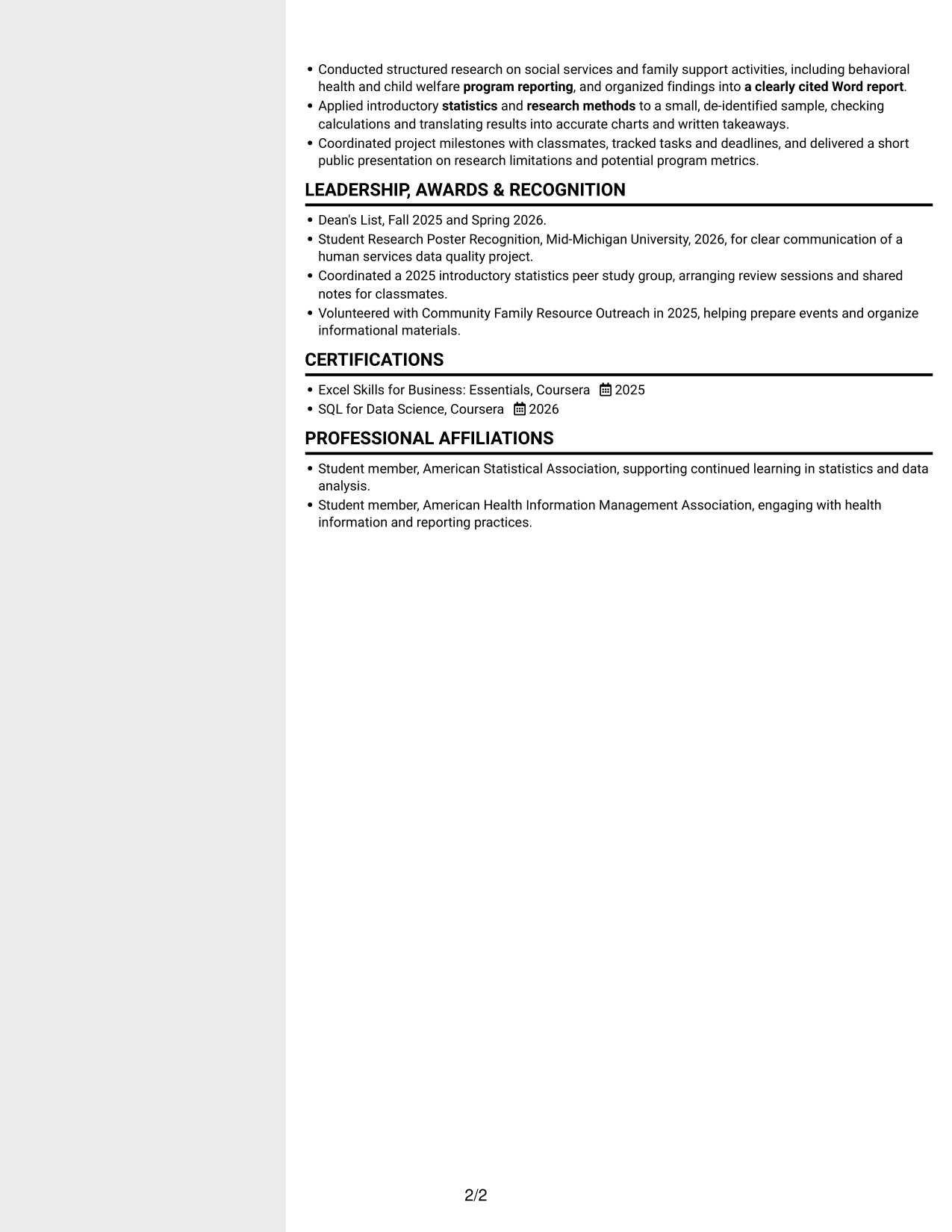 Resume example — page 2
