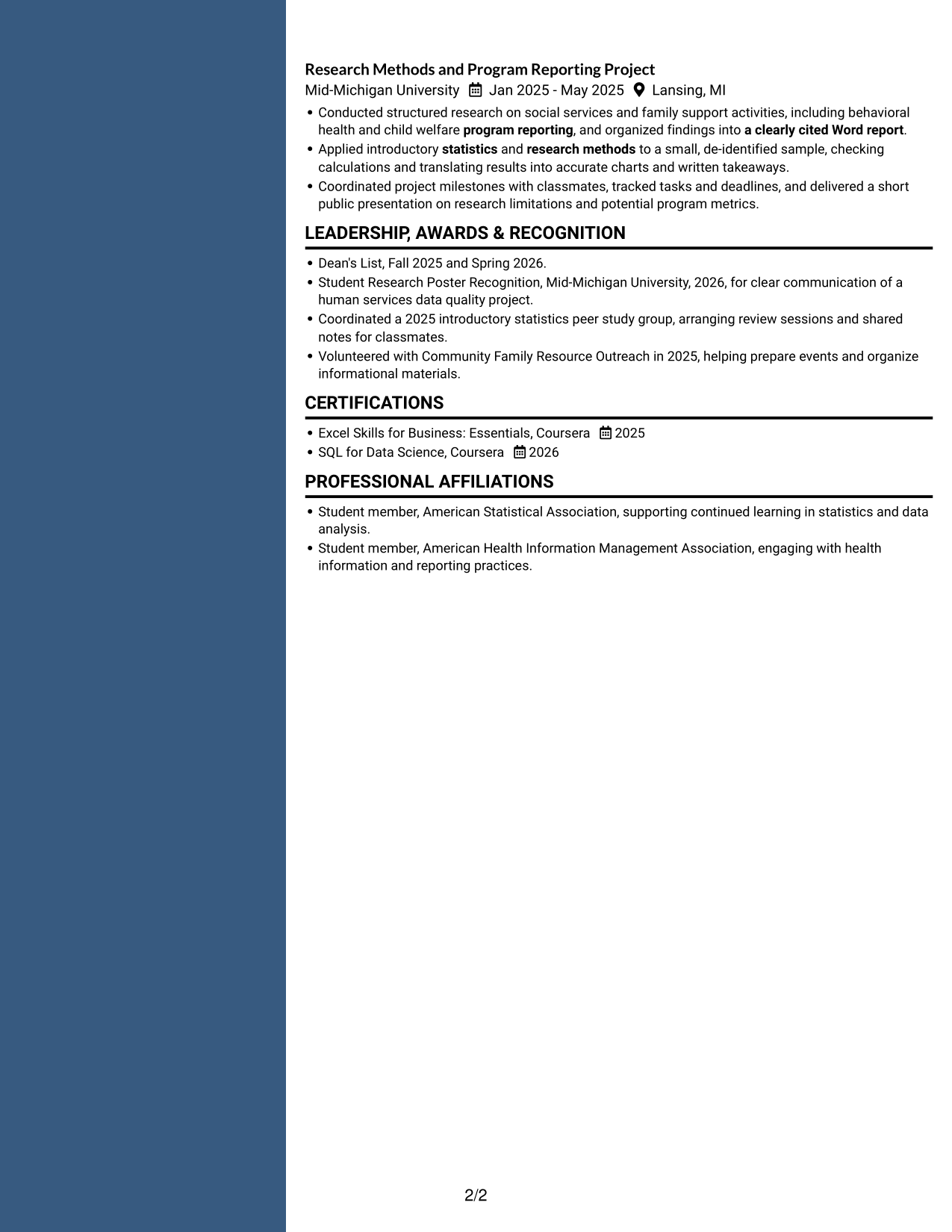 Resume example — page 2