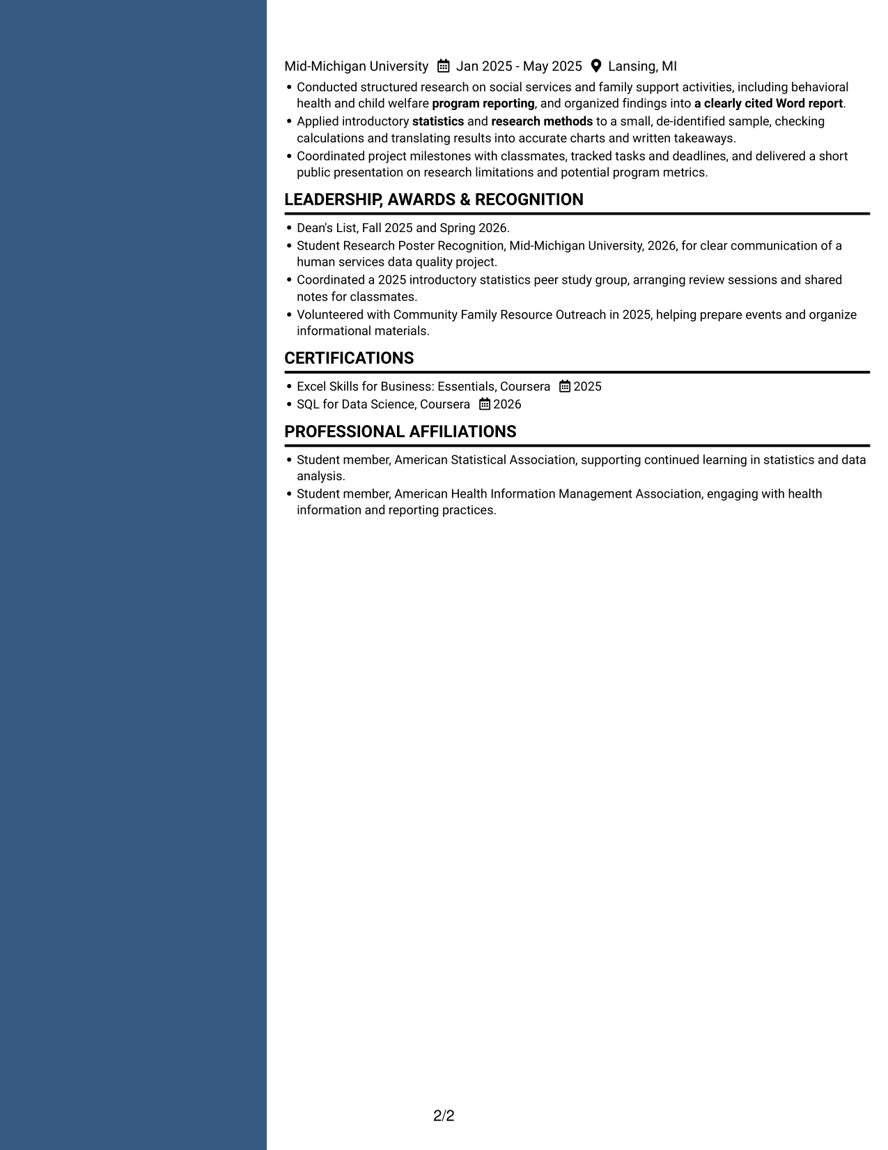 Resume example — page 2