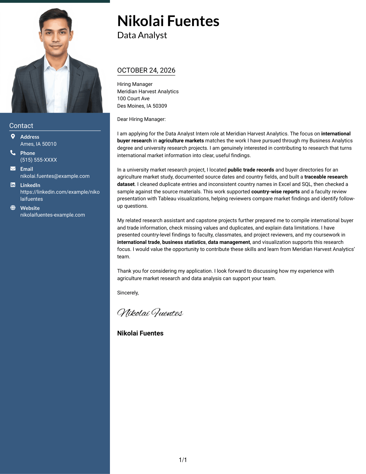 Cover letter example — page 1