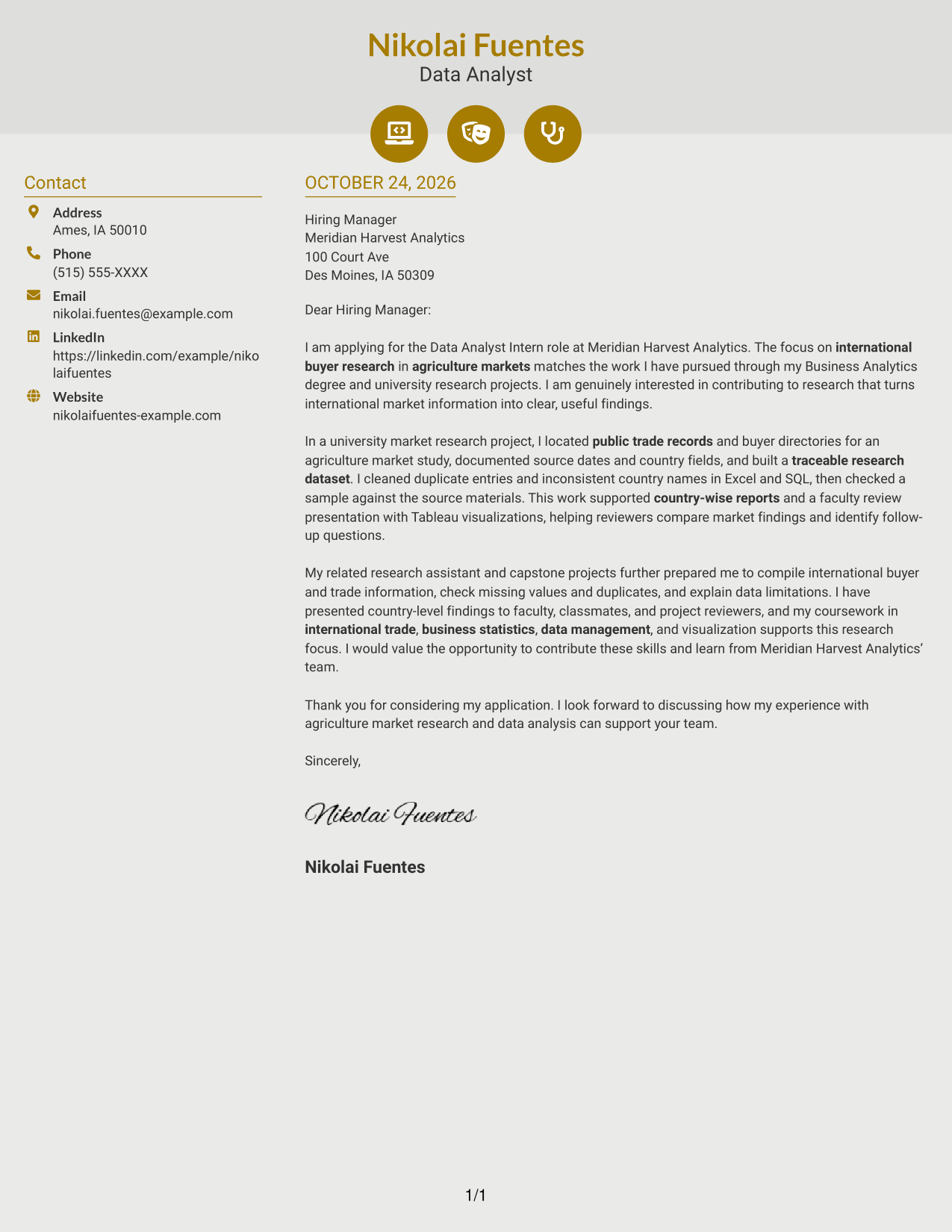 Cover letter example — page 1