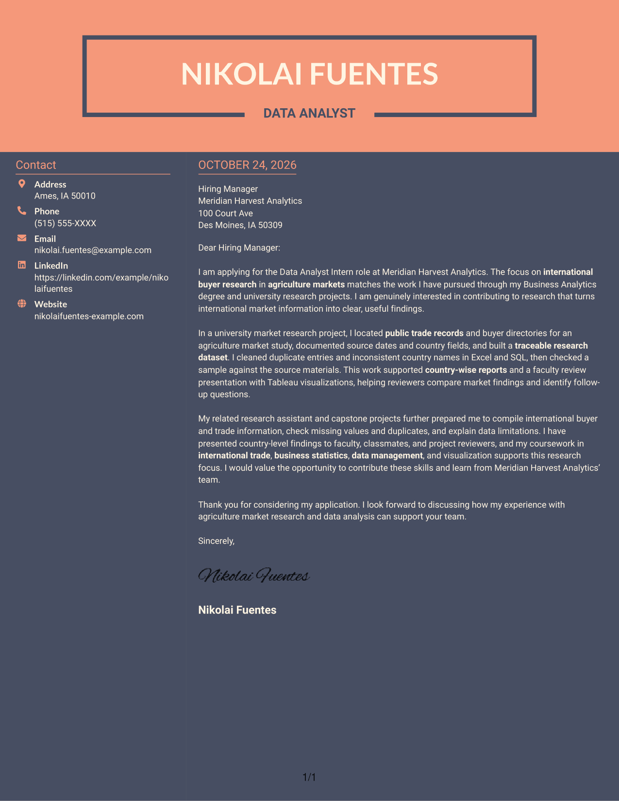 Cover letter example — page 1