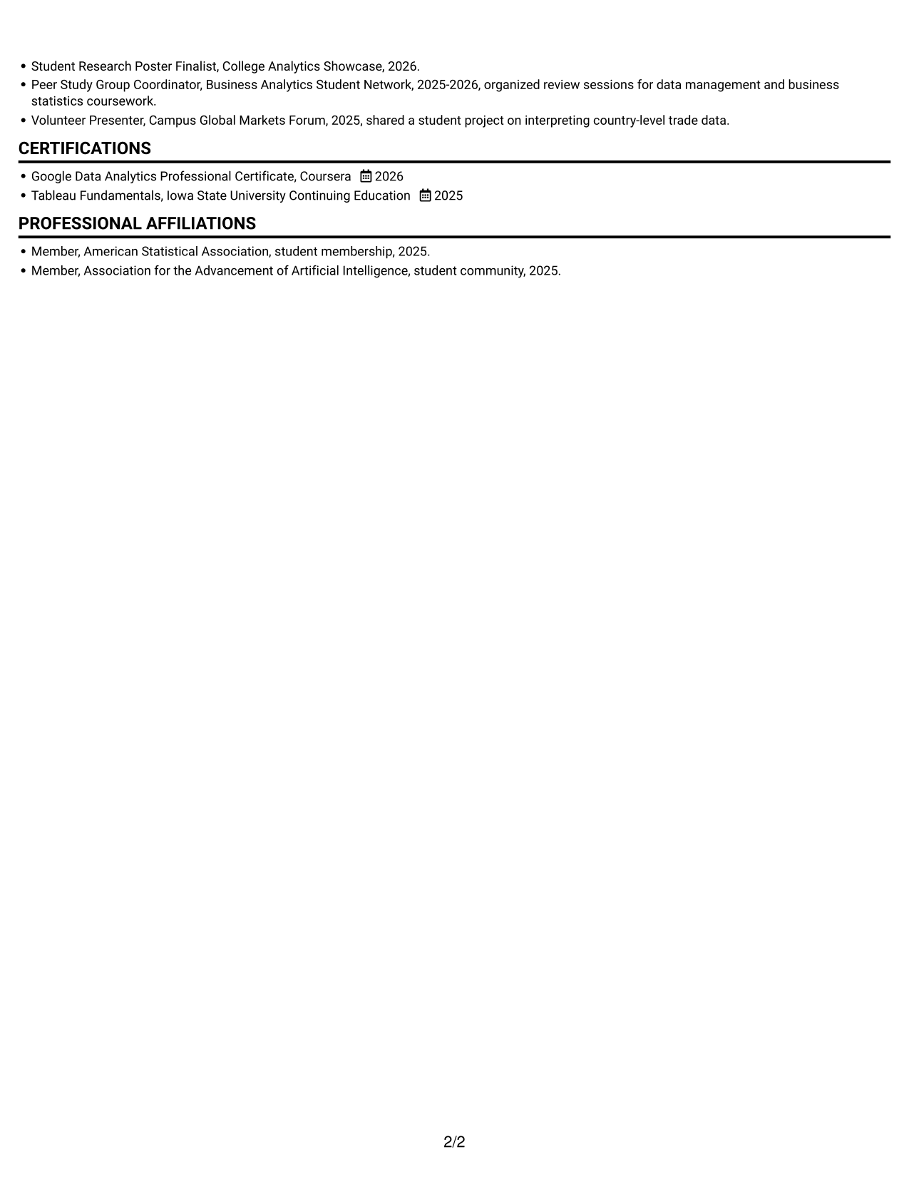Resume example — page 2