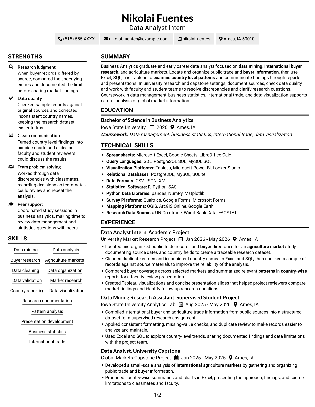 Resume example — page 1