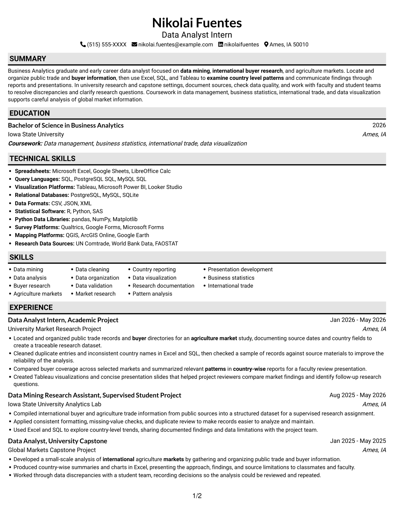 Resume example — page 1