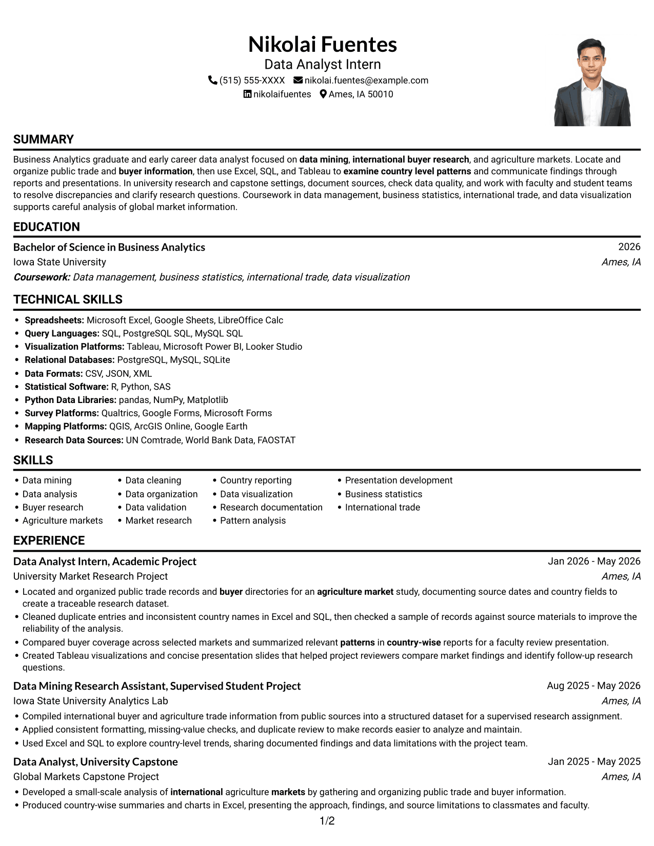 Resume example — page 1