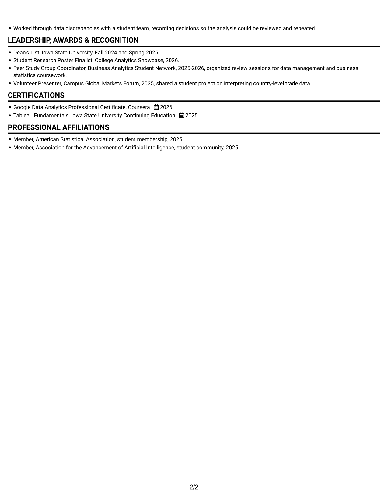 Resume example — page 2