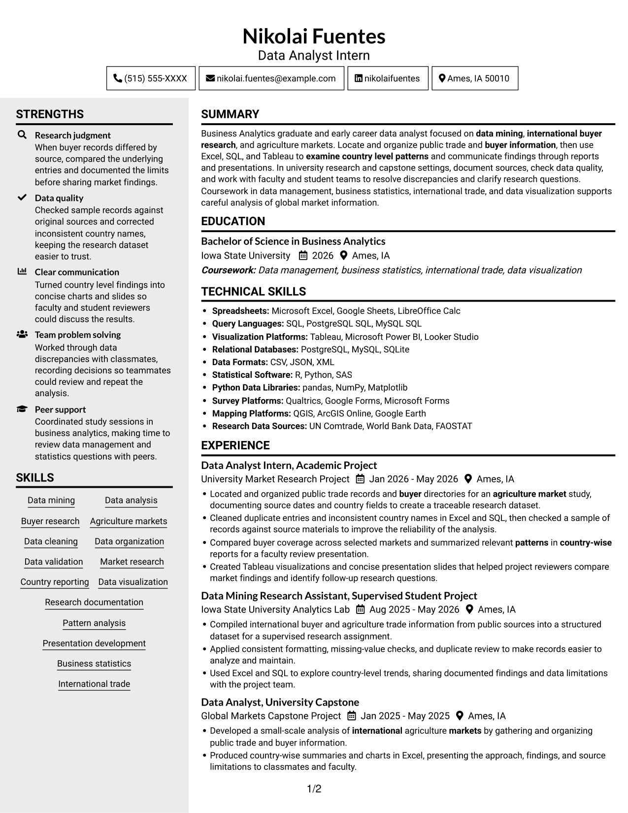 Resume example — page 1