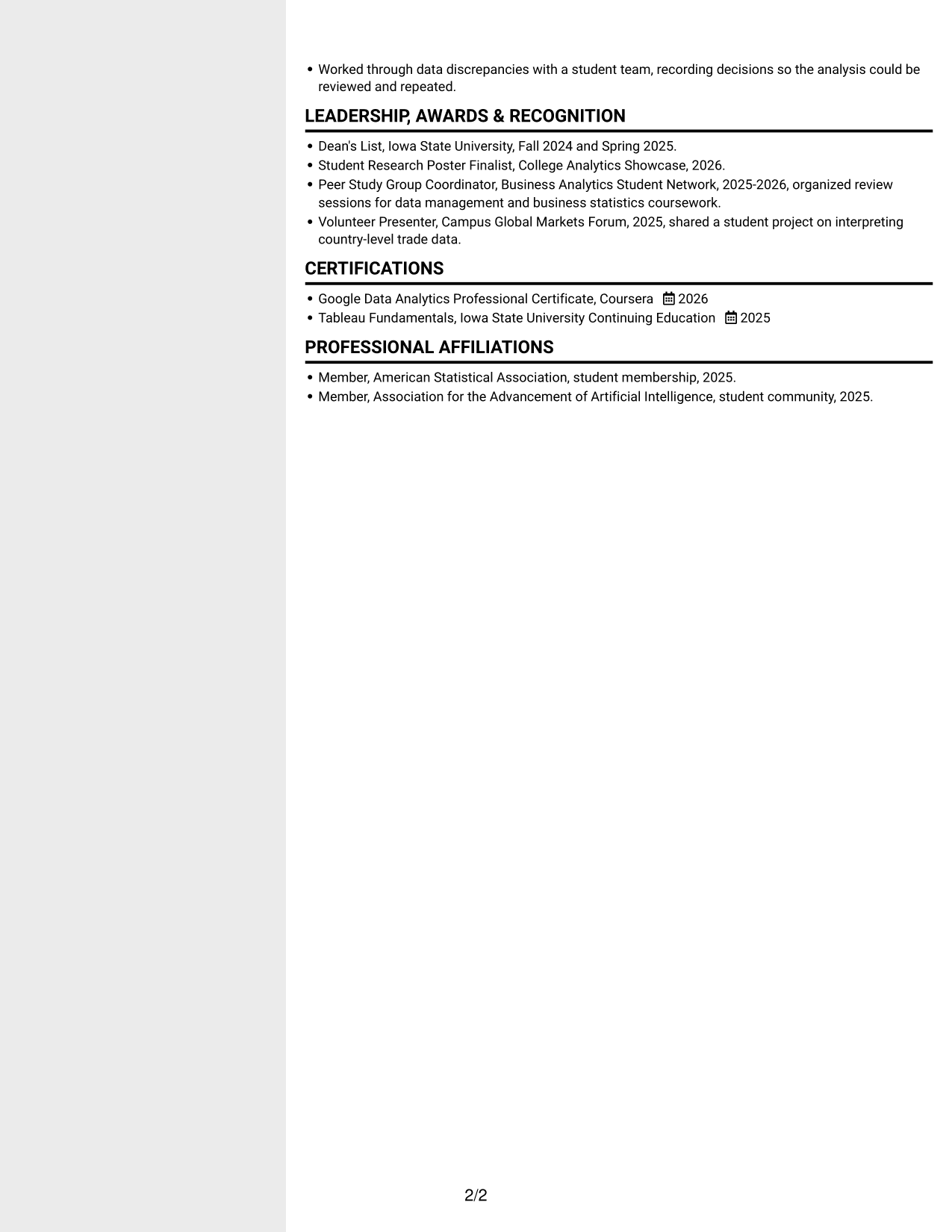 Resume example — page 2