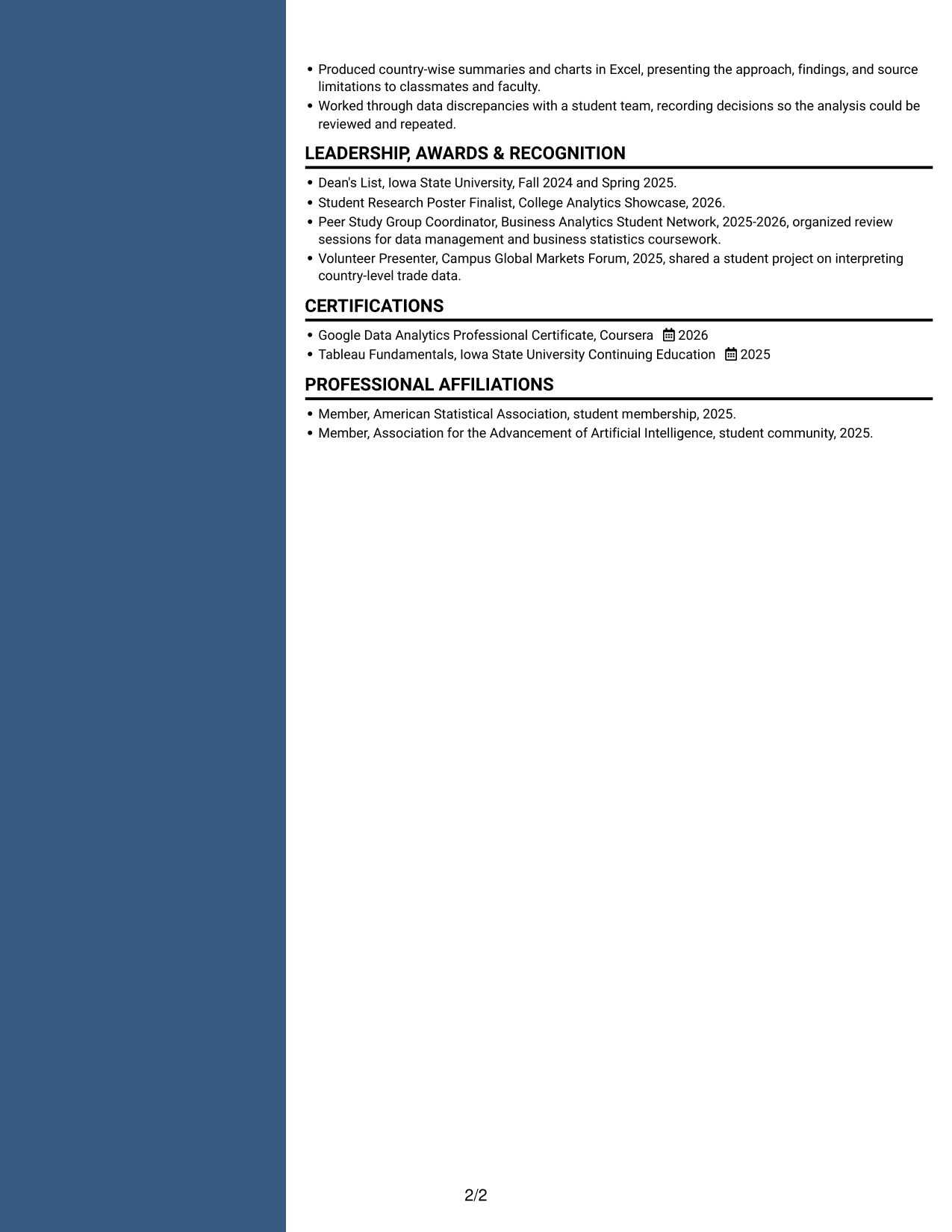 Resume example — page 2