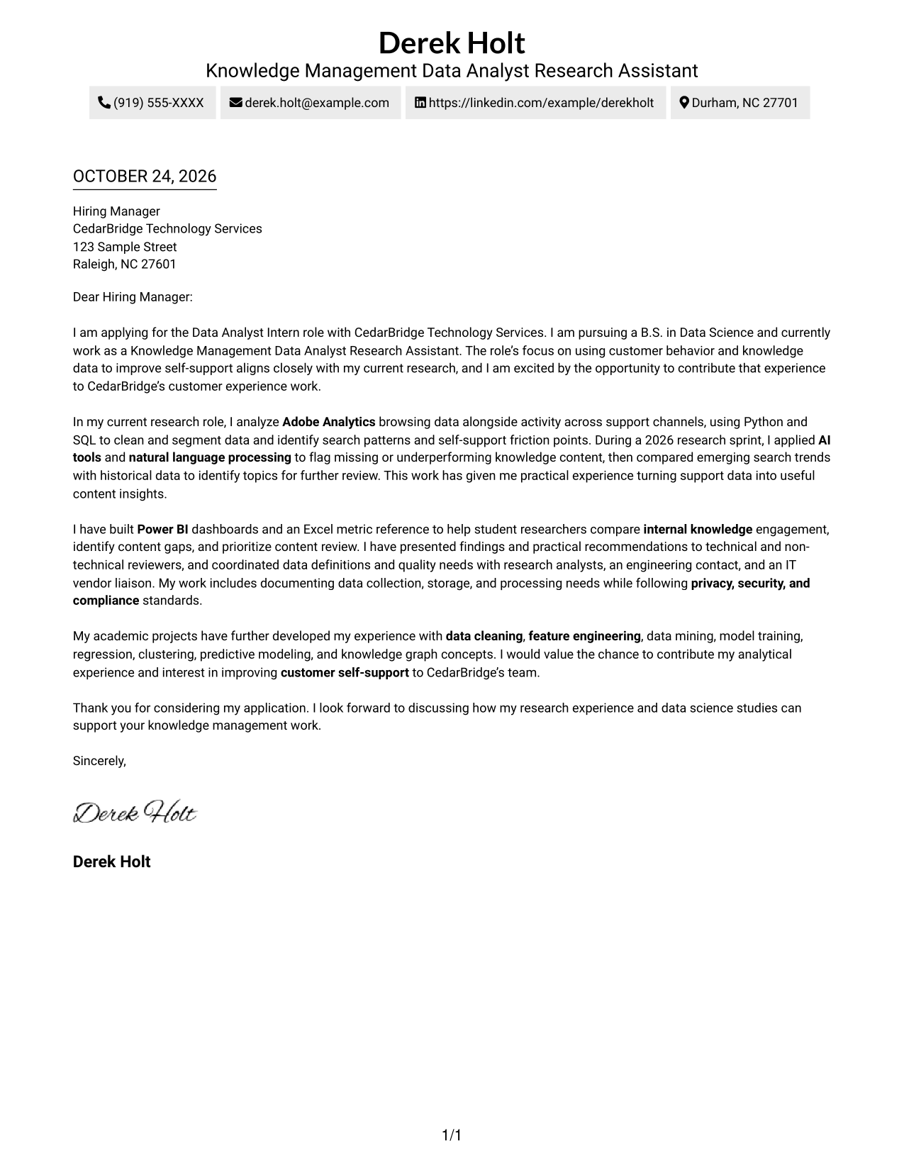 Cover letter example — page 1