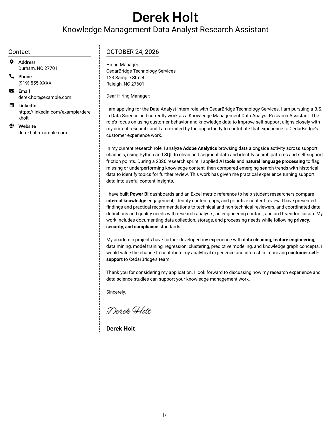 Cover letter example — page 1