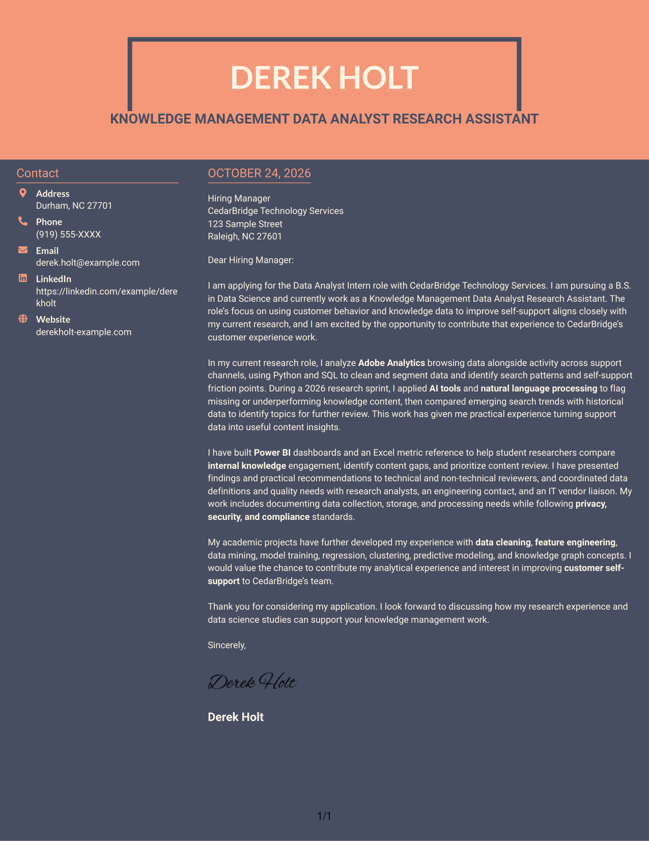 Cover letter example — page 1