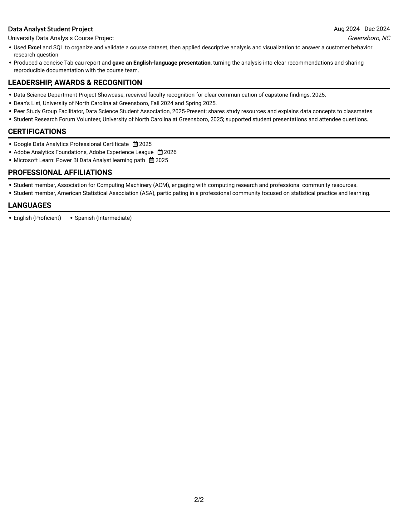 Resume example — page 2