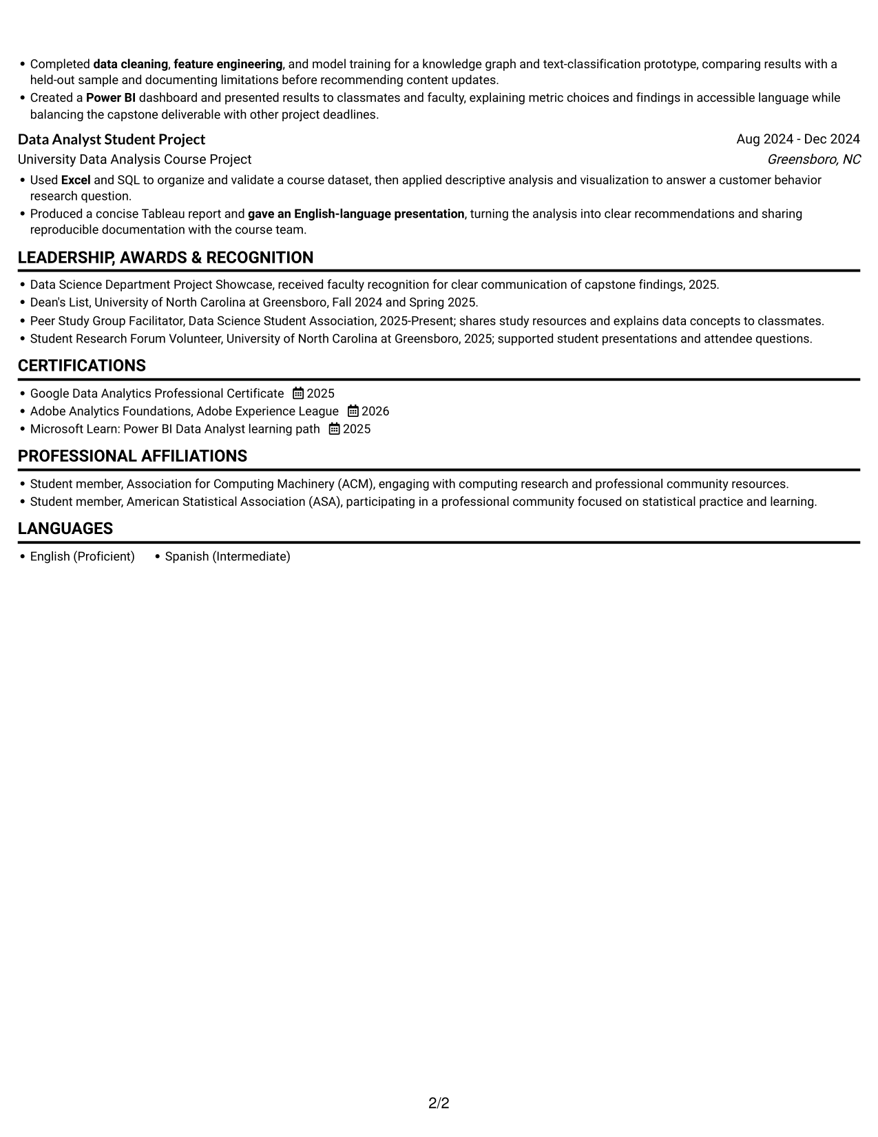 Resume example — page 2
