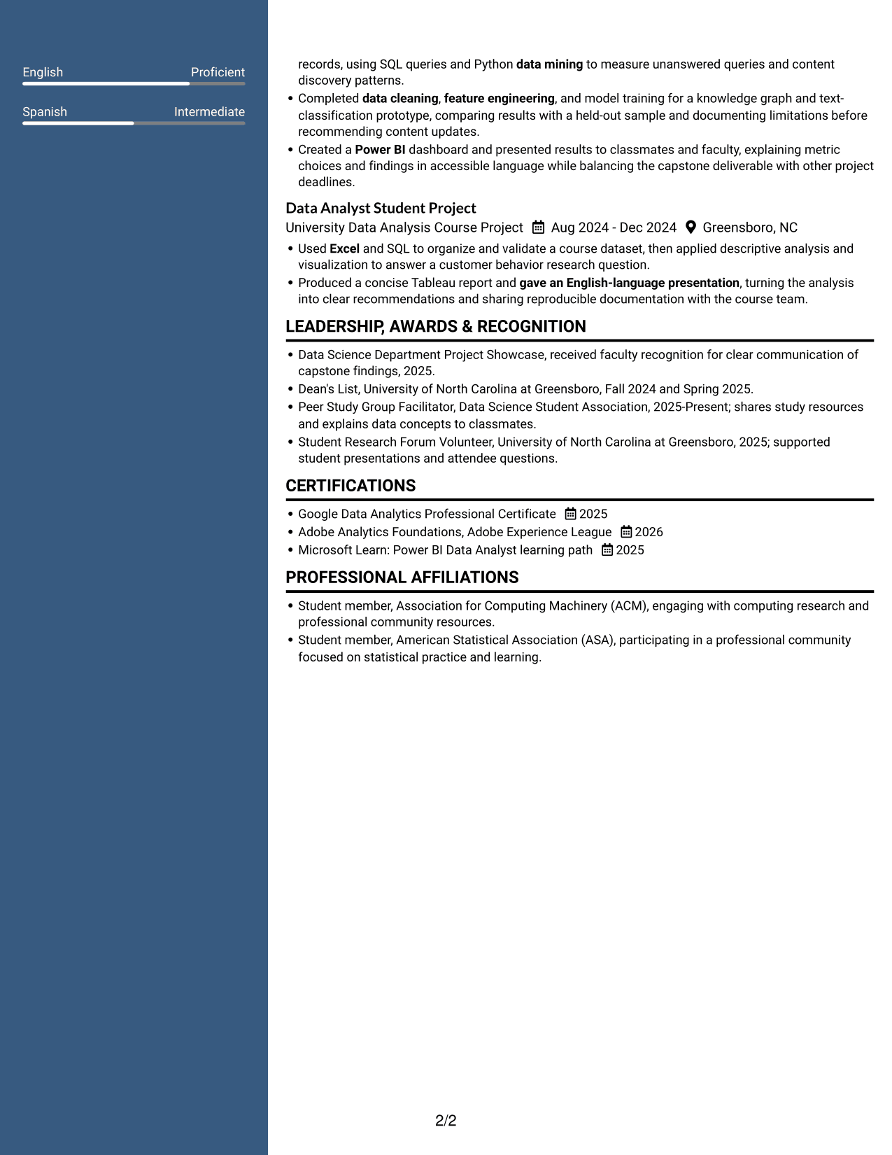 Resume example — page 2