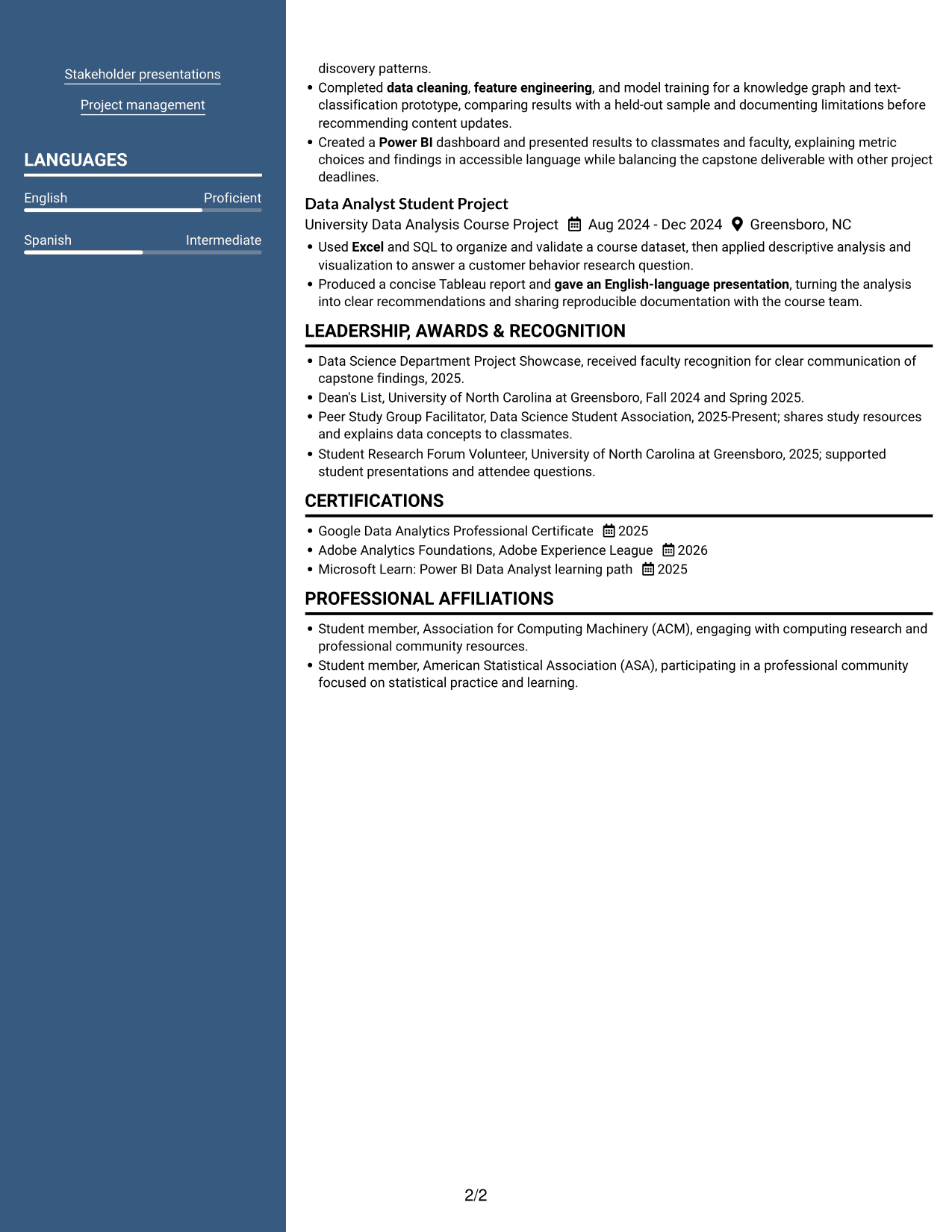 Resume example — page 2