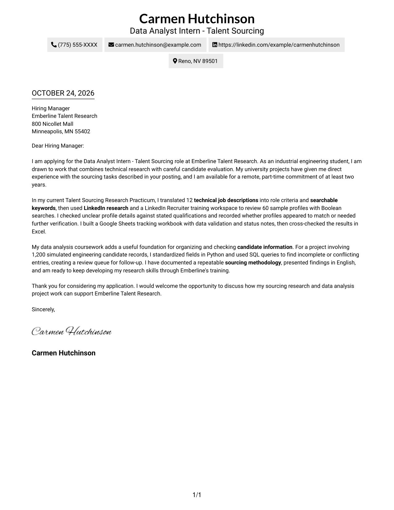 Cover letter example — page 1