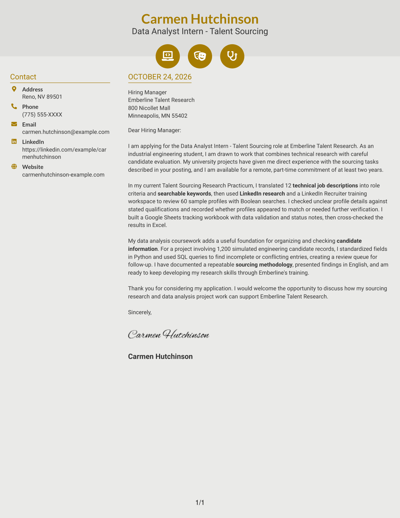 Cover letter example — page 1