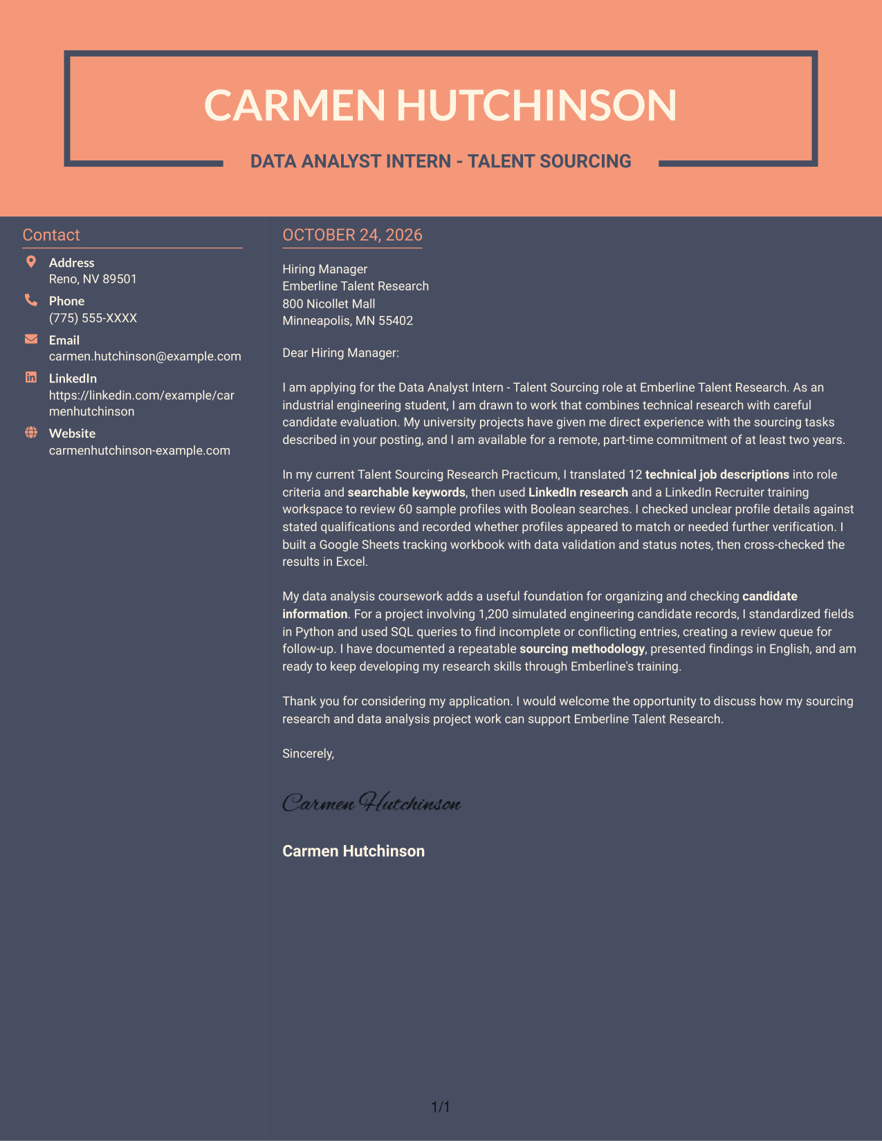 Cover letter example — page 1