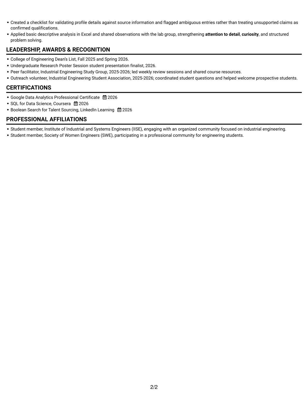Resume example — page 2