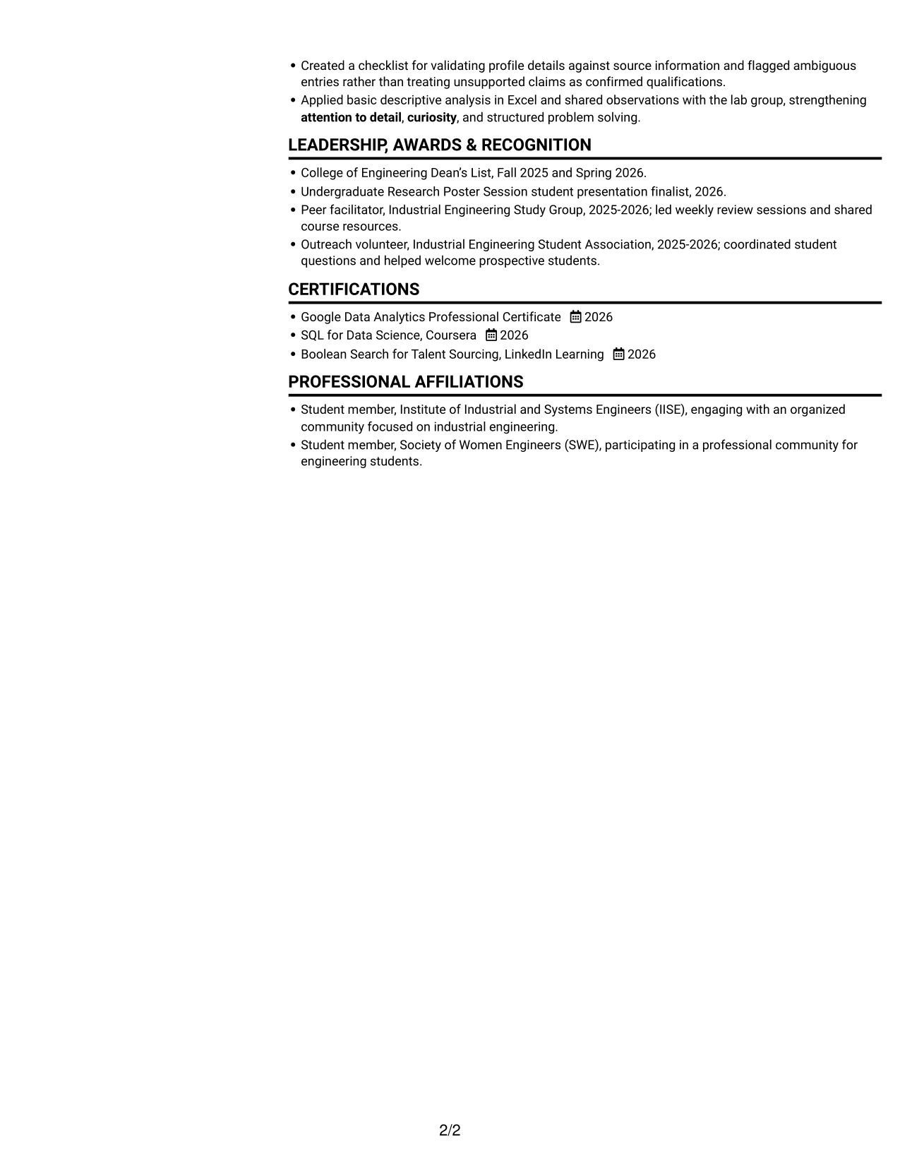 Resume example — page 2