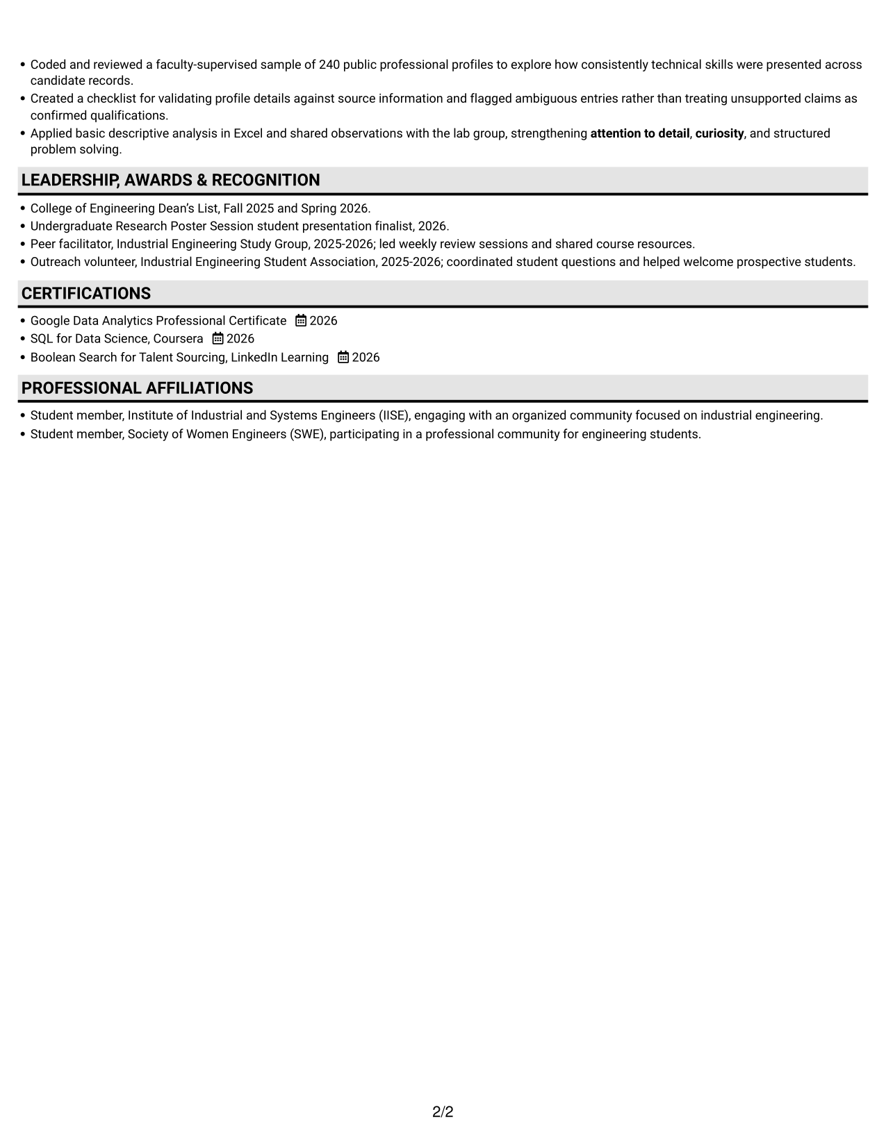 Resume example — page 2