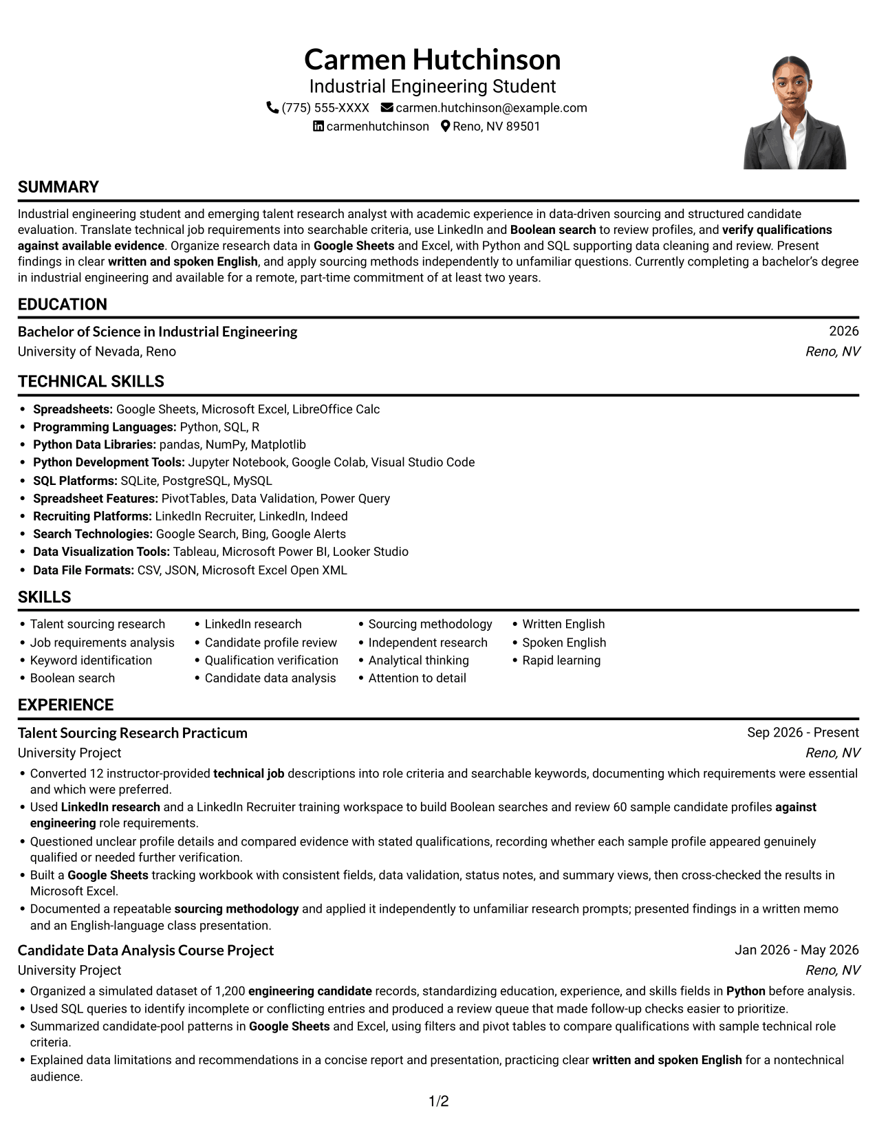 Resume example — page 1