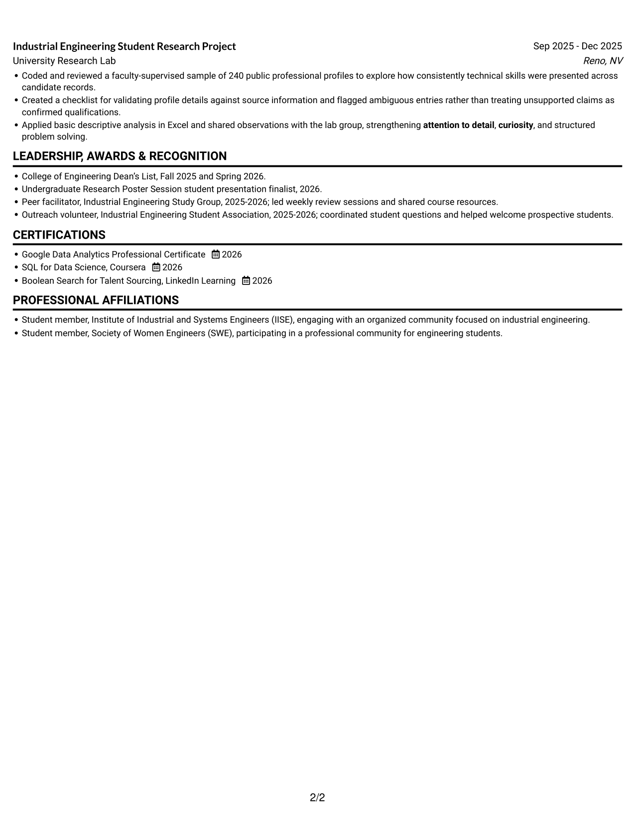 Resume example — page 2