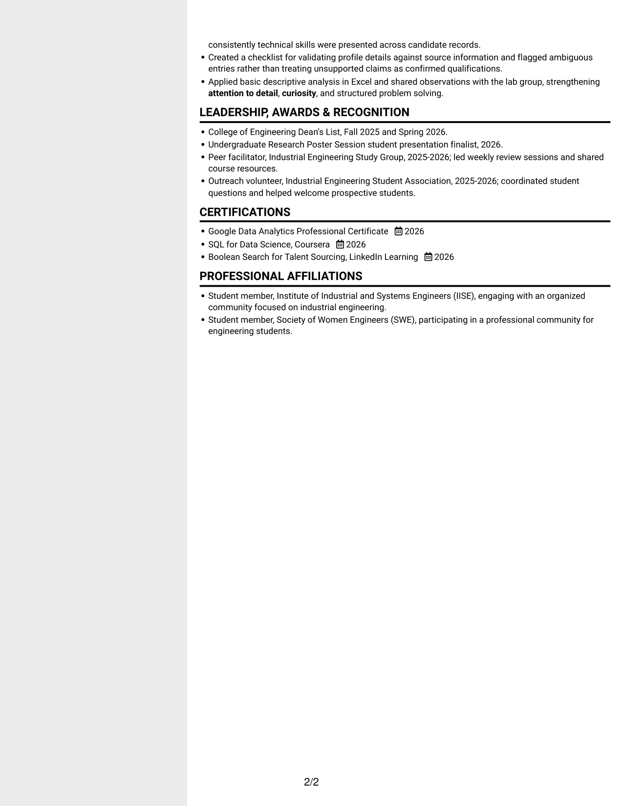 Resume example — page 2