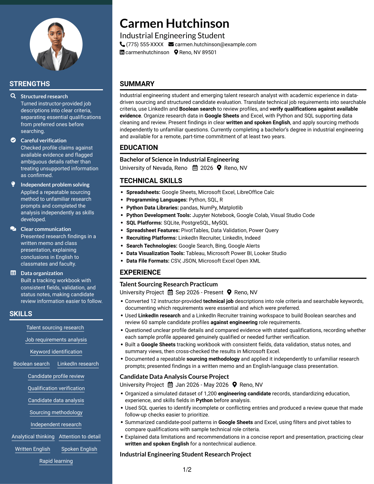 Resume example — page 1