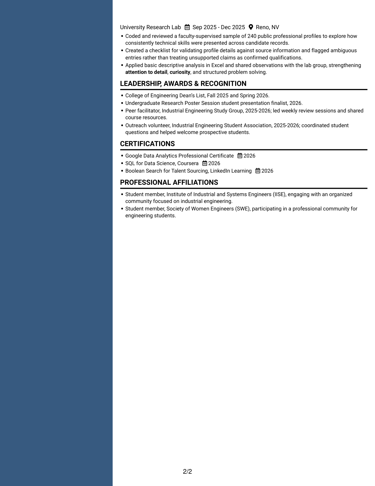 Resume example — page 2