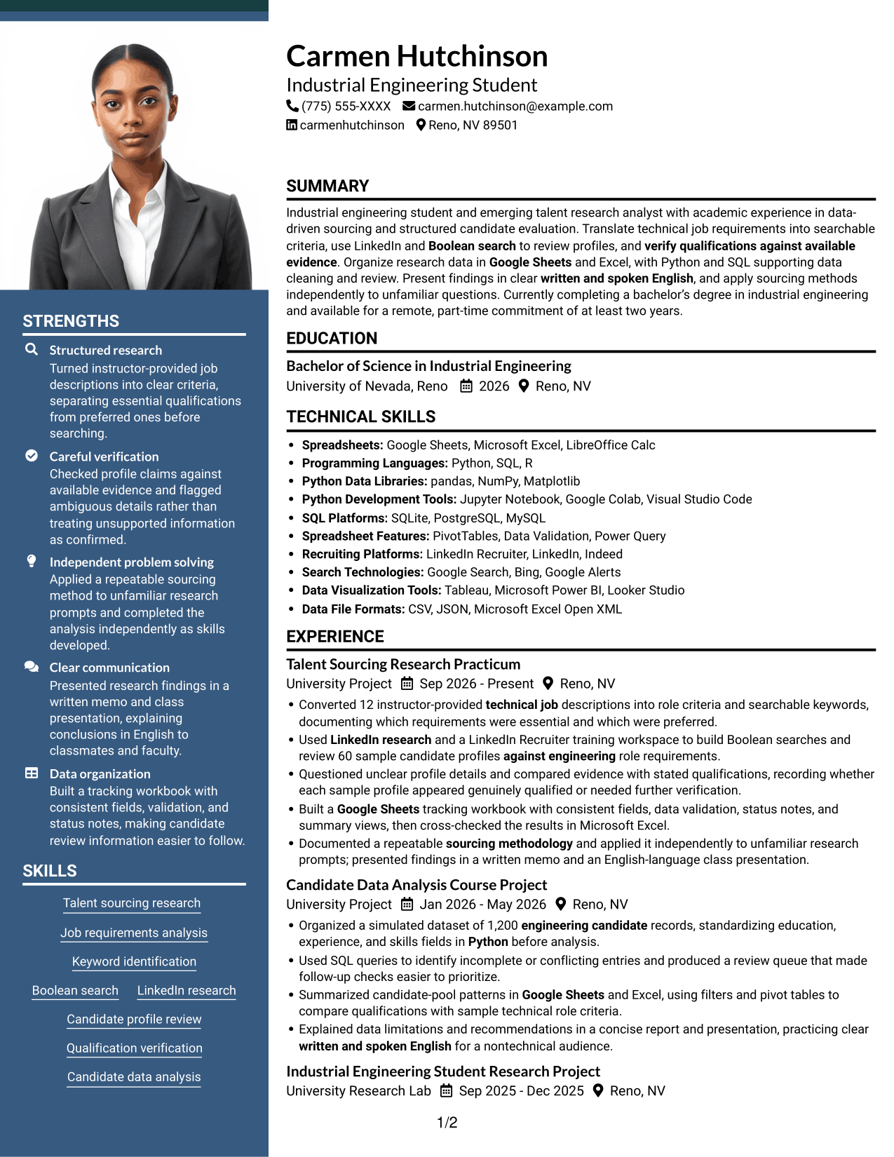 Resume example — page 1