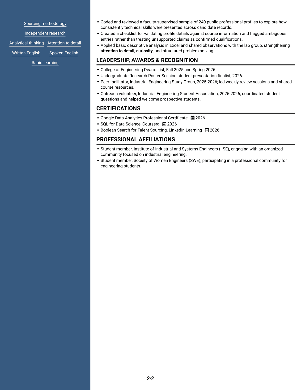 Resume example — page 2
